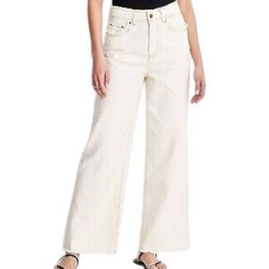 NEW Future Collective With Jenny K. Lopez High-Rise Raw Edge Ecru Jeans 00